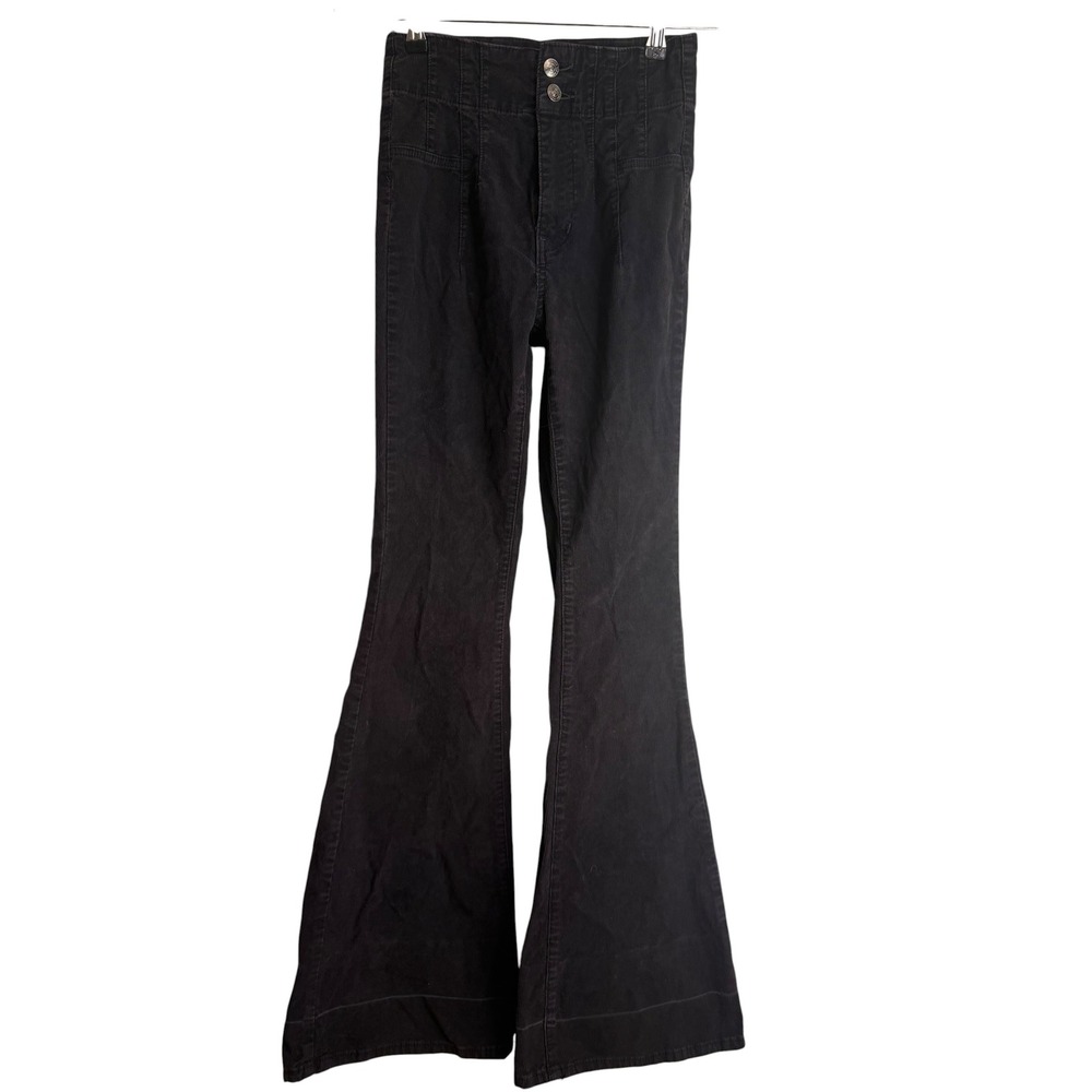 We The Free Free People Black Corduroy Flare Pants High Rise Bell Bottom 25